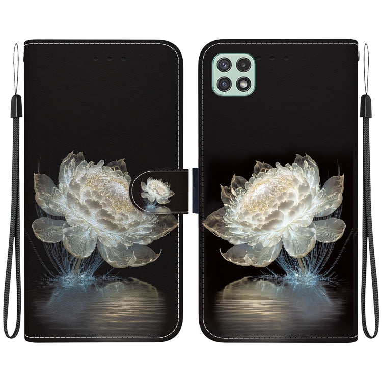 Samsung Galaxy A22 5G case in crystal texture colored drawing leather, showcasing its stylish design and functional features.